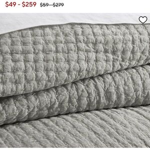 Pottery Barn Pick-Stitch Handcrafted Cotton Linen Quilt king/ cal king